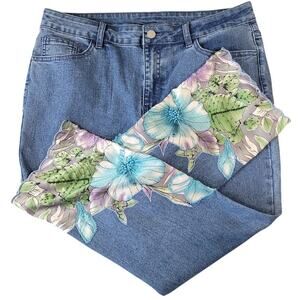 Soft Surroundings Beaded Floral Crop Jeans 12P
